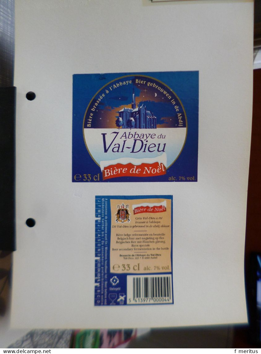 Lot De 7 étiquettes De Bières Belges - Brasserie Du Val Dieu - Cerveza