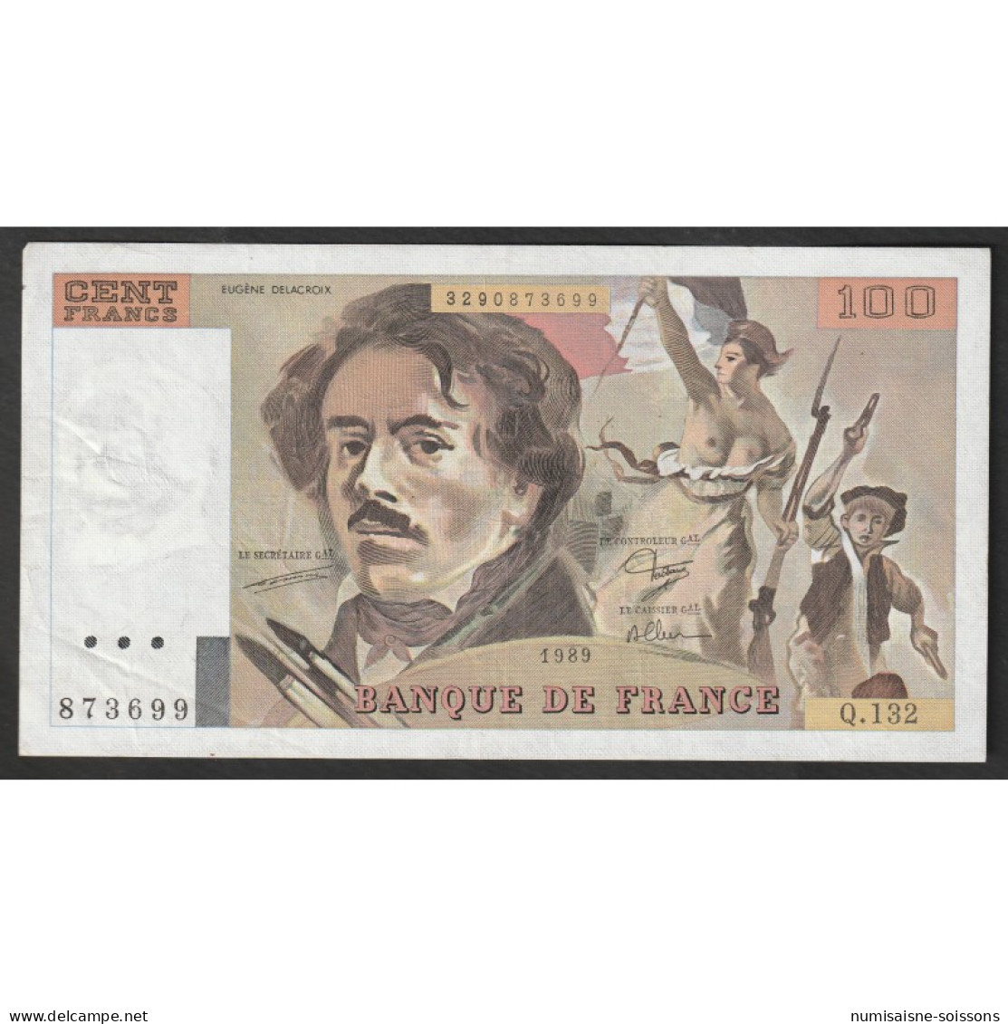 FAY 69/13a - 100 FRANCS DELACROIX - TYPE 1978 MODIFIE - 1989 - PICK 154 - Q.132 - TTB+ - 100 F 1978-1995 ''Delacroix''