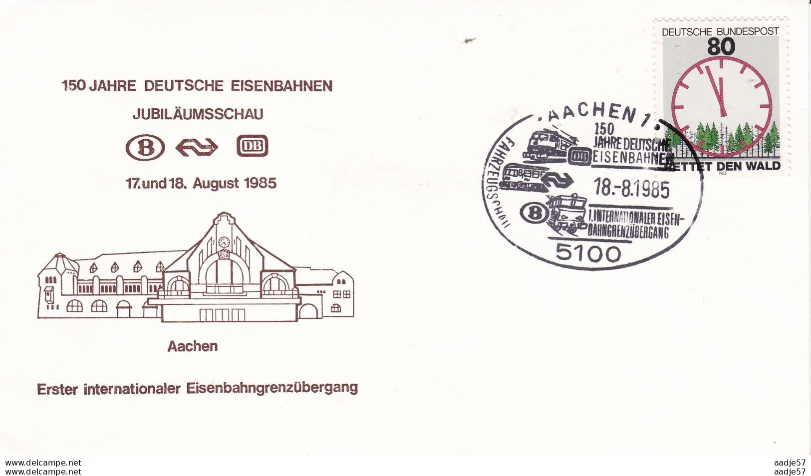 Germany Deutschland 150 Jahre Deutsche Eisenbahnen Erster Int Eisenbahngrenzübergang Aachen 18- 08-1985 - Trains