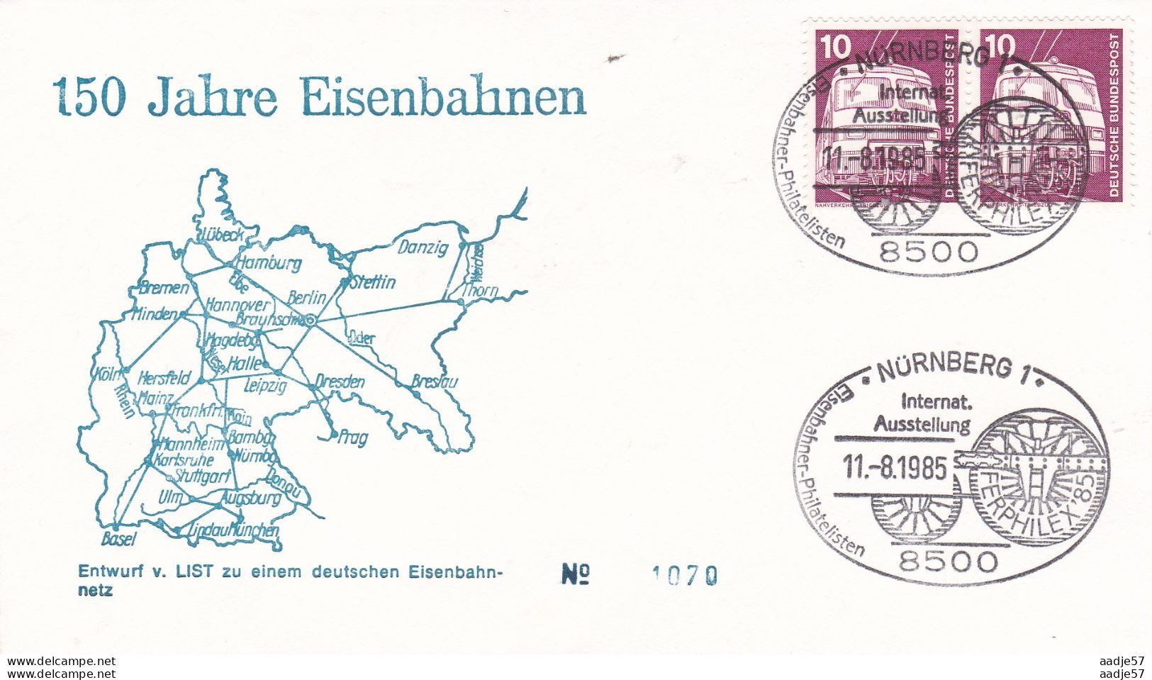 Germany Deutschland Nürnberg Ferphilex Eisenbahnnetz 11- 08-1985 - Trains