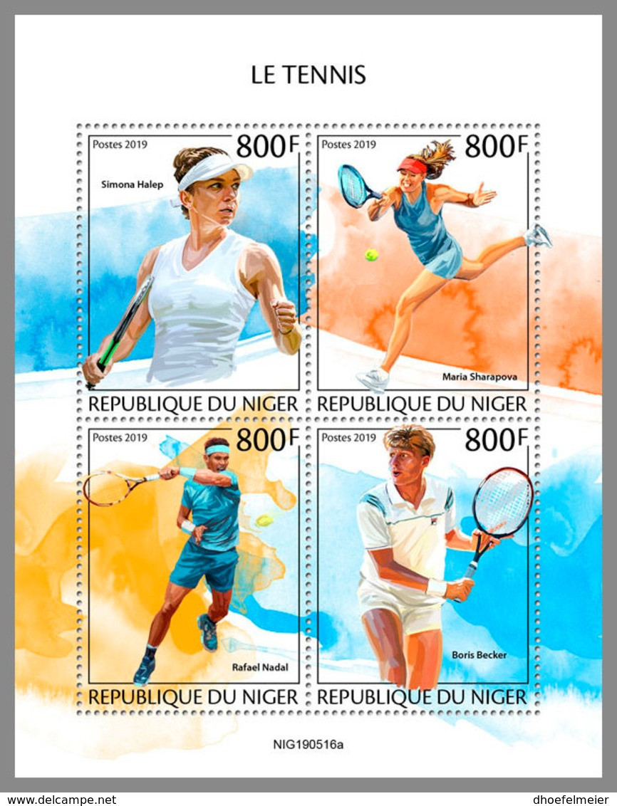 NIGER 2019 MNH Tennis Players Tennisspieler Joueur De Tennis M/S - OFFICIAL ISSUE - DH1950 - Tenis