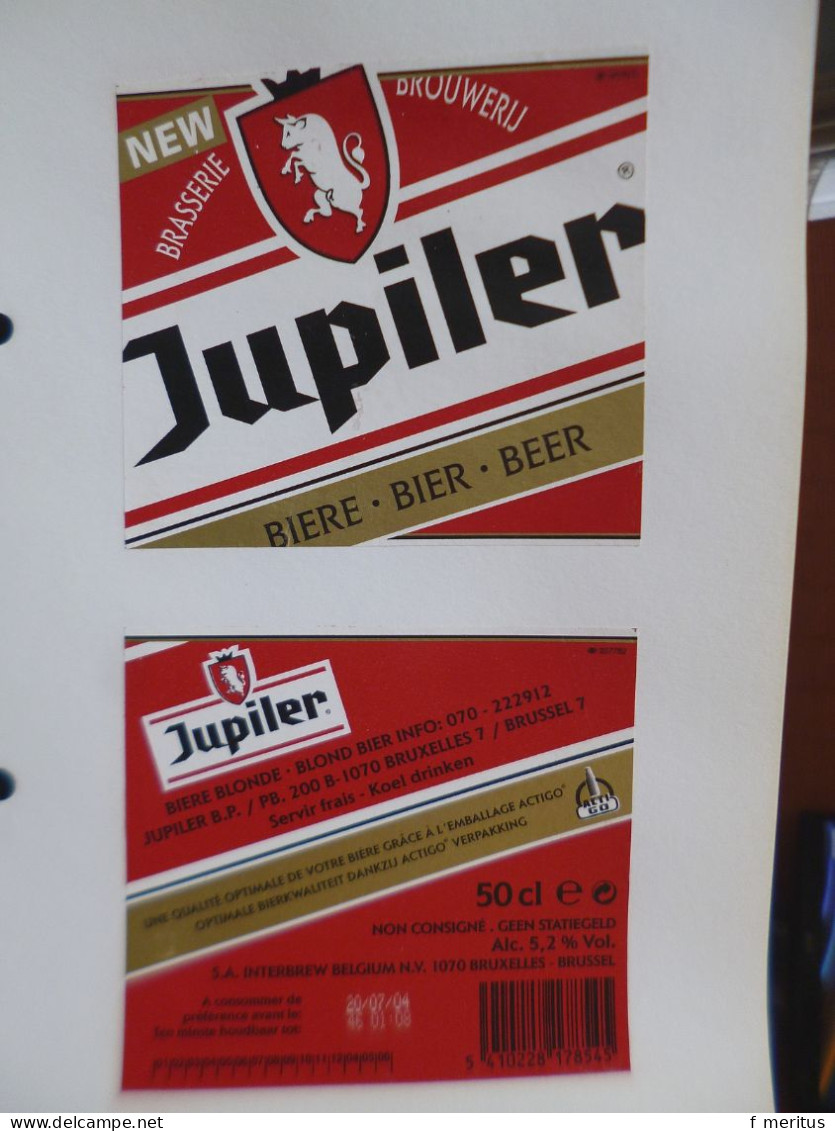 Lot De 7 étiquettes De Bières Belges - Brasserie Jupiler Interbrew - Cerveza