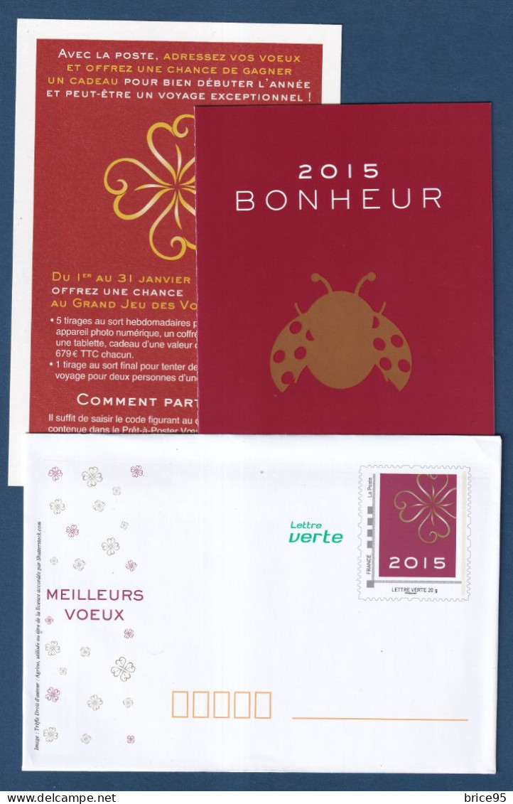 France - Enveloppe Meilleurs Vœux - Bonheur - Bonne Année - Pour Le Jeu Des Vœux - 2015 - Prêts-à-poster:  Autres (1995-...)