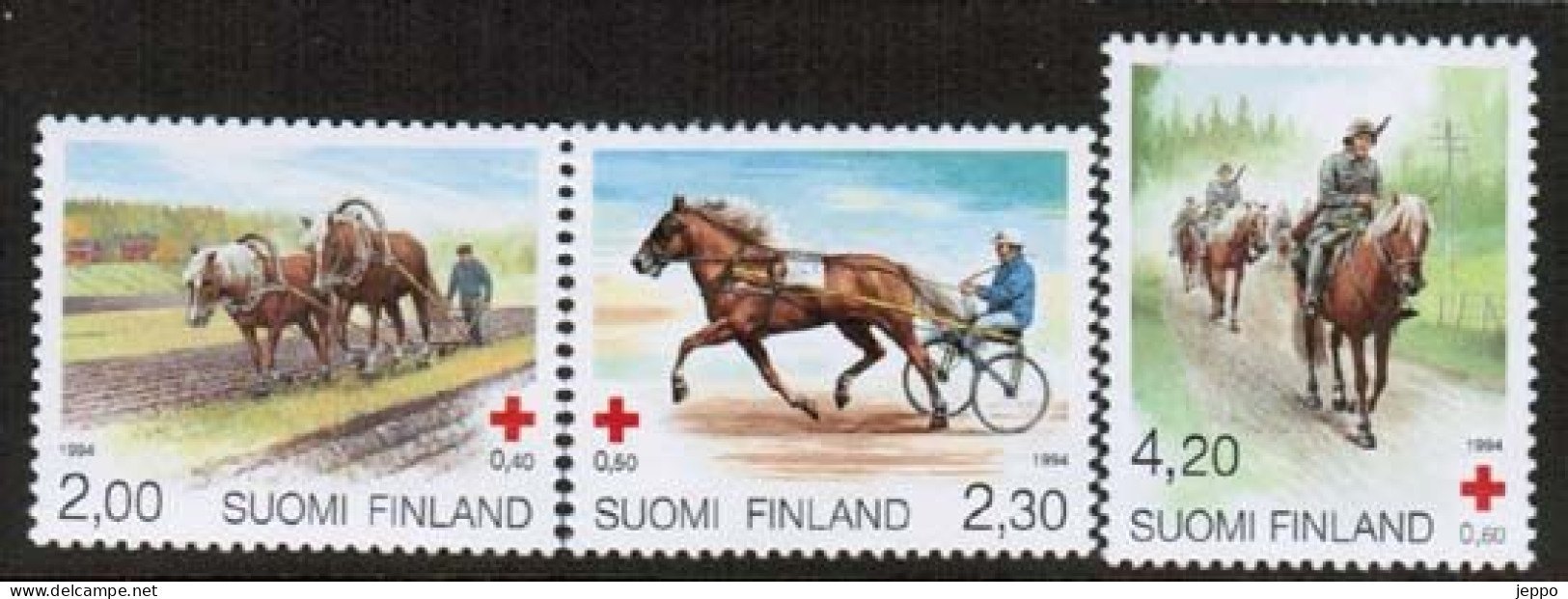 1994,  Finland, Red Cross, Finnish Horsers, Michel 1245-7 **. - Ungebraucht