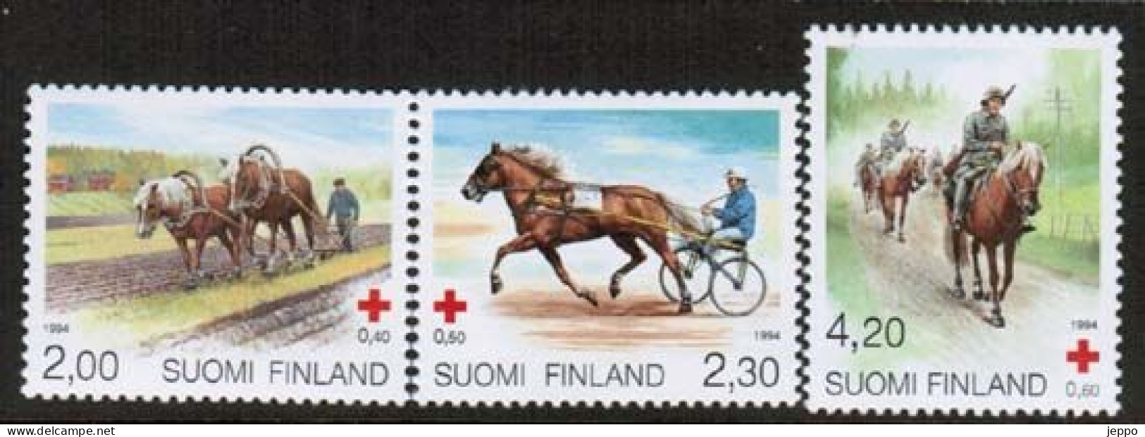 1994,  Finland, Red Cross, Finnish Horsers, Michel 1245-7 **. - Neufs