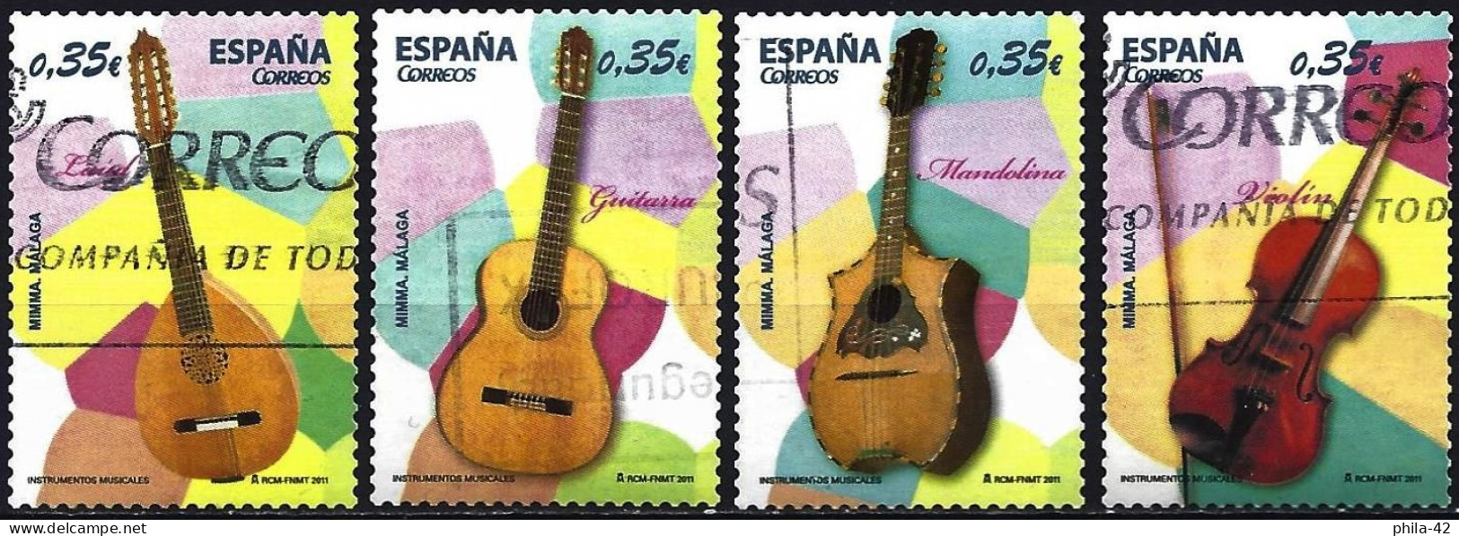 Spain 2011 - Mi 4579/82 - YT 4284/87 ( Musical Instruments ) Complete Set - Gebraucht