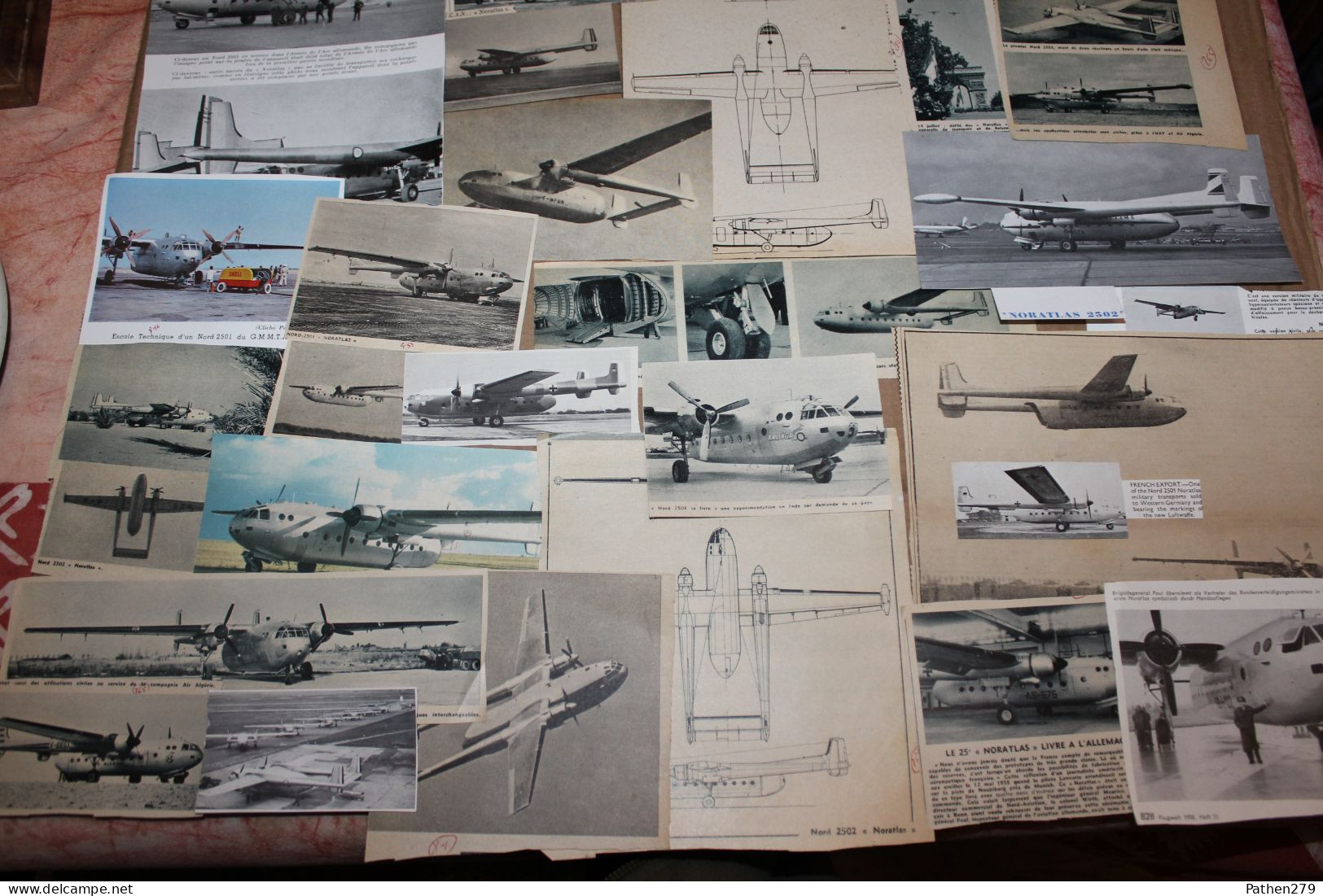 Lot De 247g D'anciennes Coupures De Presse Et Photos De L'aéronef Français Nord 2501 Et Ses Versions Dérivées - Aviation