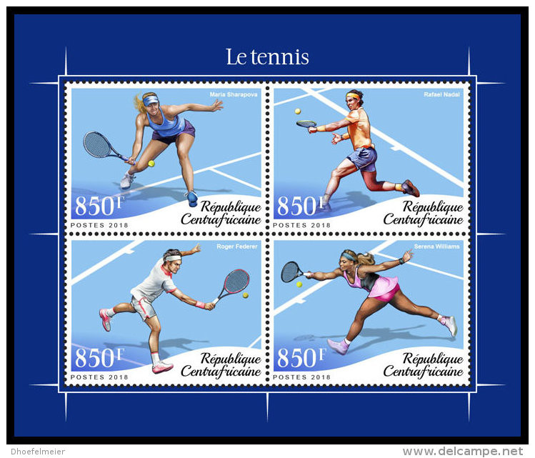 CENTRAL AFRICA 2018 MNH** Tennis M/S - OFFICIAL ISSUE - DH1841 - Tenis