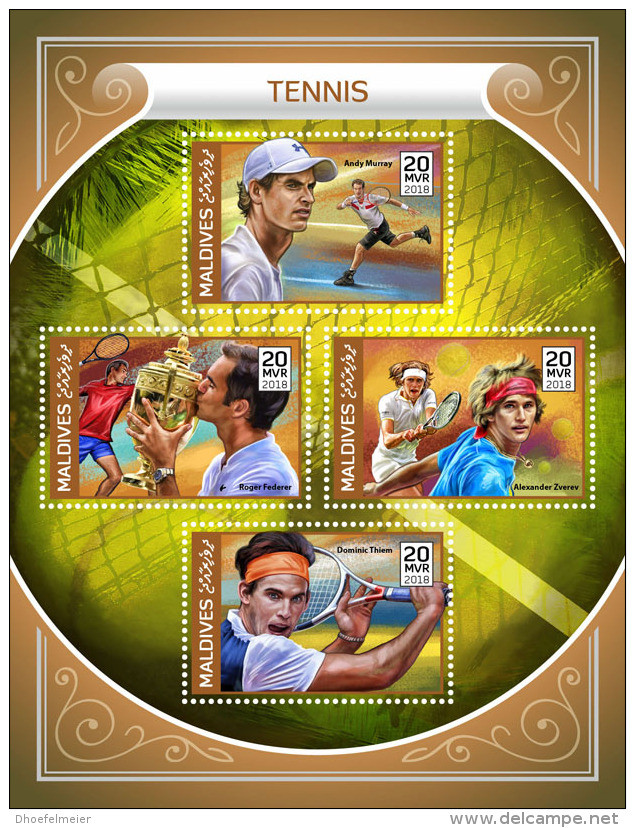 MALDIVES 2018 MNH** Tennis M/S - OFFICIAL ISSUE - DH1820 - Tennis