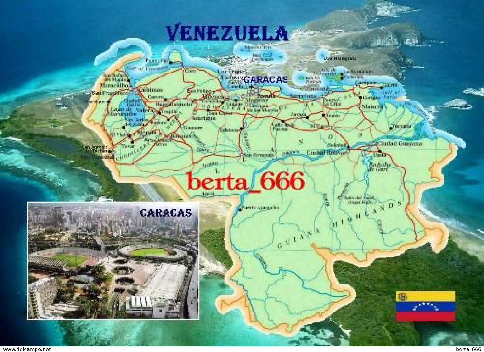 Venezuela Country Map New Postcard * Carte Geographique * Landkarte - Venezuela