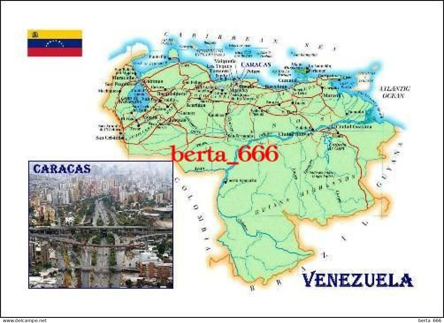 Venezuela Country Map New Postcard * Carte Geographique * Landkarte - Venezuela