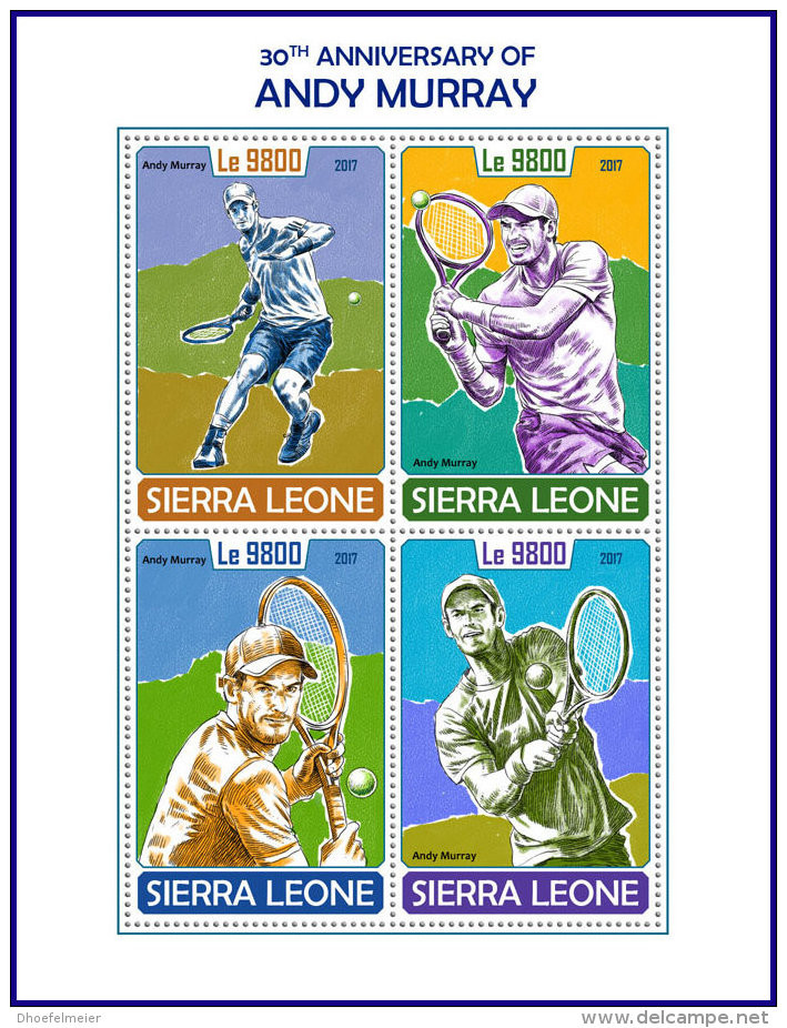 SIERRA LEONE 2017 MNH** Andy Murray Tennis M/S - OFFICIAL ISSUE - DH1750 - Tenis