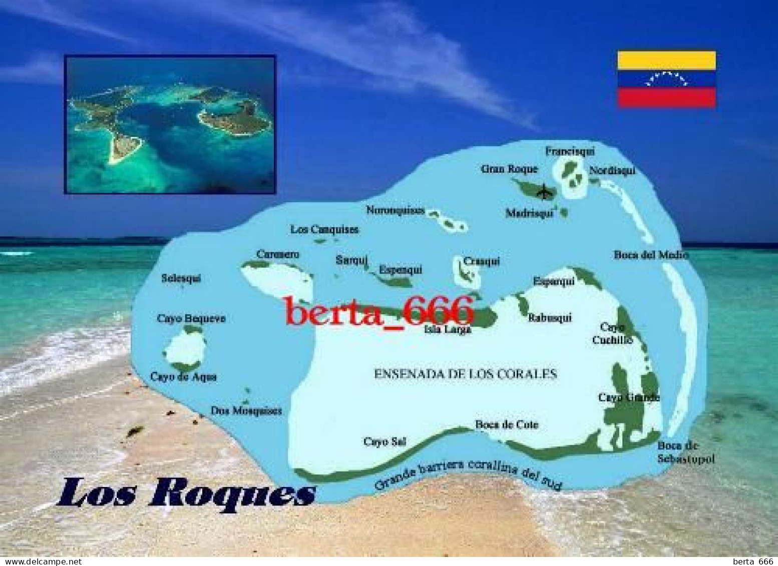 Venezuela Los Roques Map New Postcard * Carte Geographique * Landkarte - Venezuela