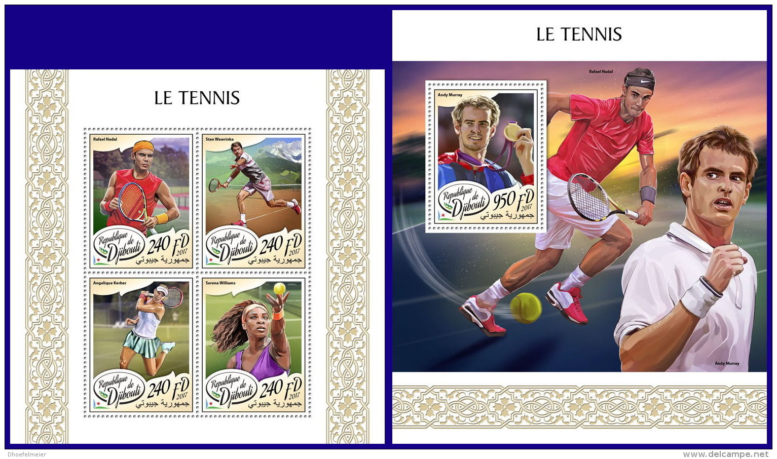 DJIBOUTI 2017 ** Tennis M/S+S/S - OFFICIAL ISSUE - DH1738 - Tennis