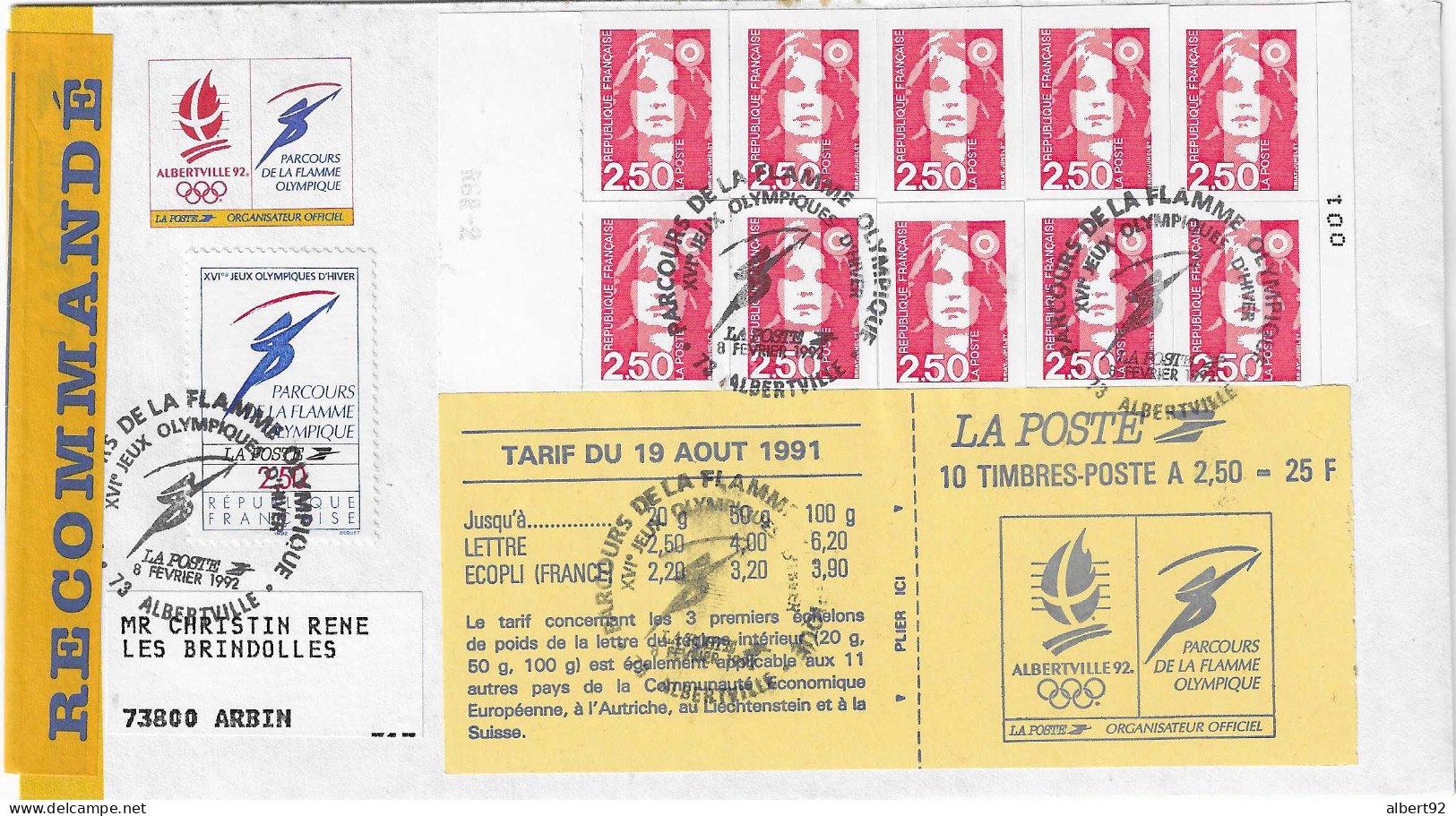 1992  Arrivée De La Flamme Olympique à Albertville Pour L'Ouverture Des Jeux Olympiques D'Hiver Le 8 Février 1992 - Hiver 1992: Albertville