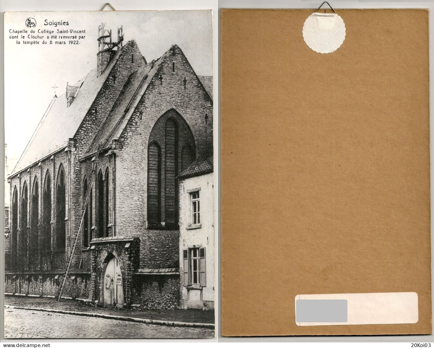 SOIGNIES Att: COPIE De Carte Postale (plus Grande Photo: 15cm X 24cm) Chapelle Du Collège Saint-Vincent 1922, Hainaut - Soignies