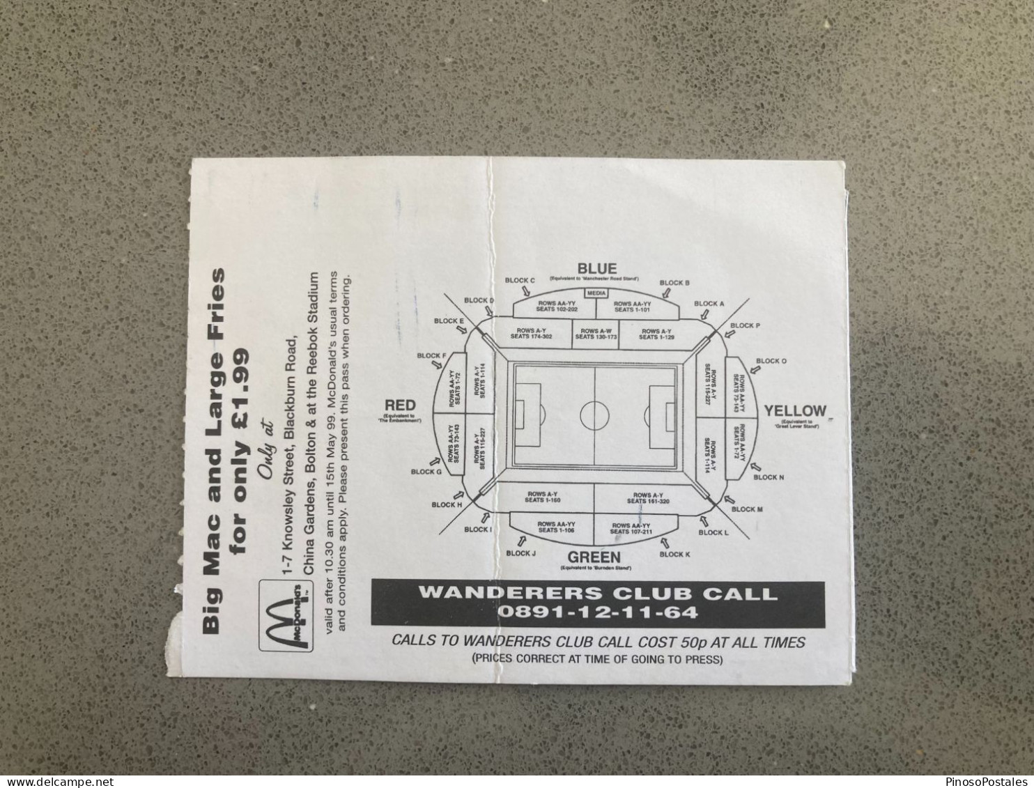 Bolton Wanderers V Queens Park Rangers 1999-00 Match Ticket - Eintrittskarten