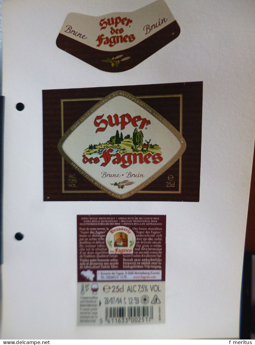 Lot De 9 étiquettes De Bières Belges - Brasserie Des Fagnes - Cerveza