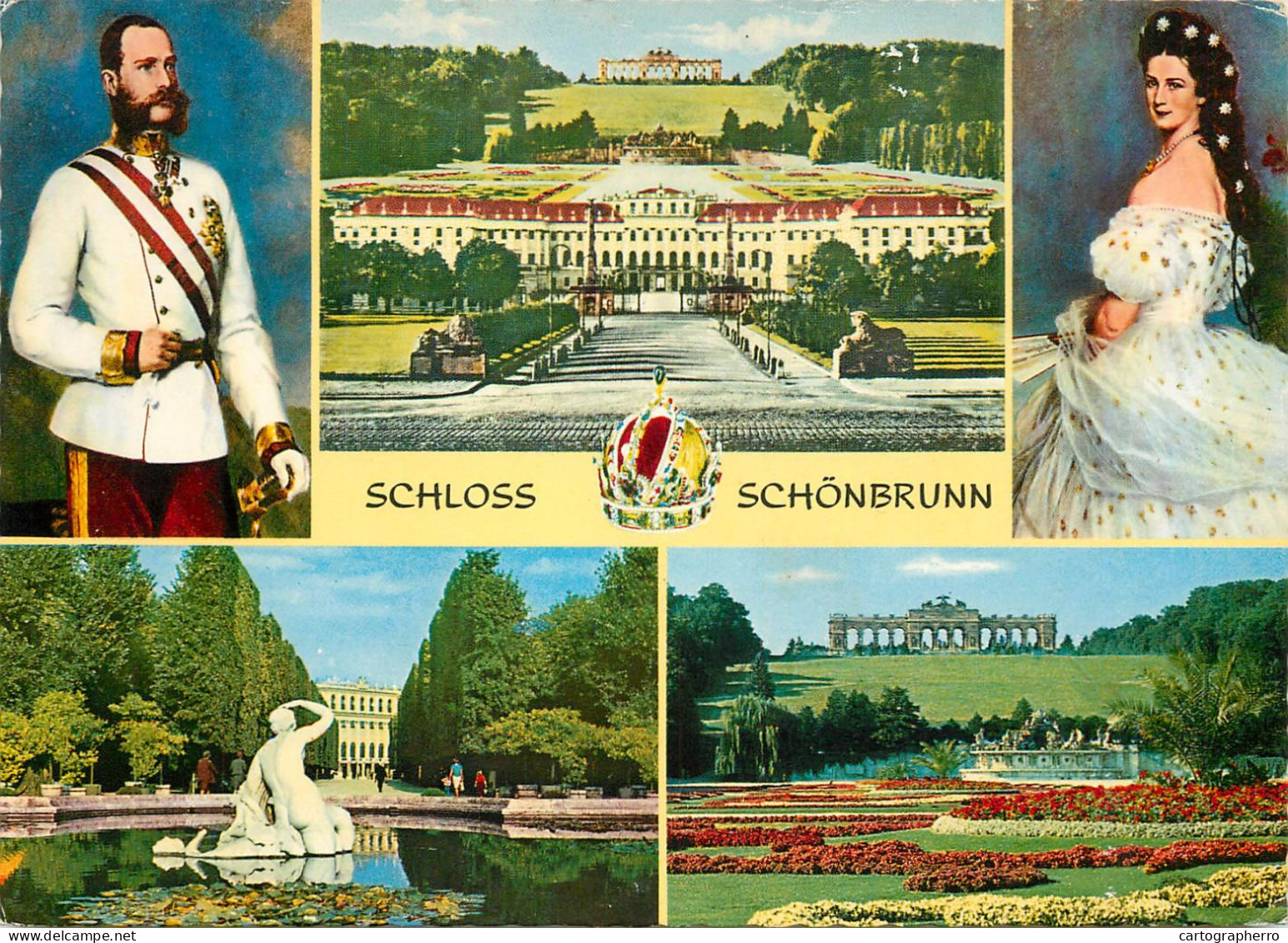 Austria Wien Schloss Schonnbrun With Portraits Of Kaiser Franz Joseph And Kaiserin Elisabeth - Château De Schönbrunn