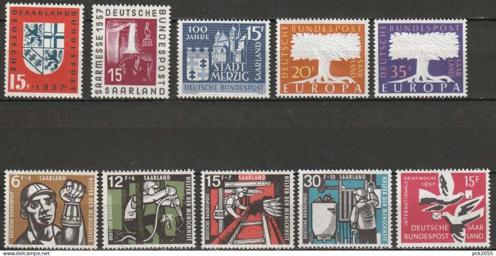 Saarland1957 MiNr.379, 400,401, 402-403, 404-407, 408 ** Postfrisch Jahrgang 1957ohne Heuss Satz(4395a  ) - Nuevos