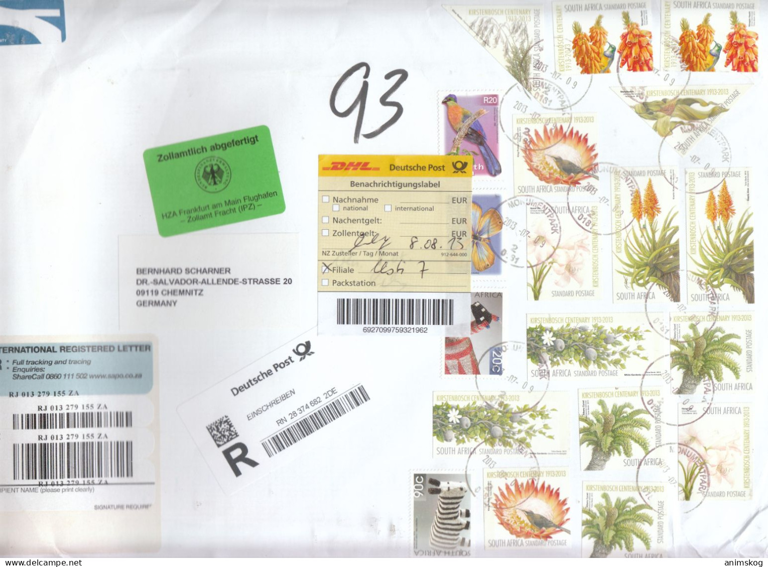 Südafrika 2013, Brief U.a. Mit Aloen / South Africa 2013, Cover Among Others With Aloes - Cactusses