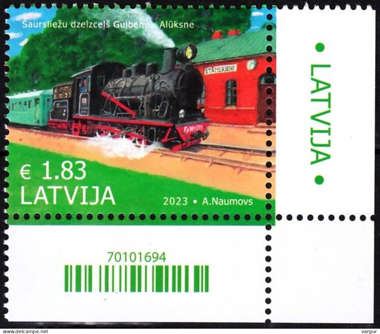 LATVIA 2023-18 TRANSPORT Trains: Narrow Gauge Railway. Locomotive. CORNER, MNH - Trenes