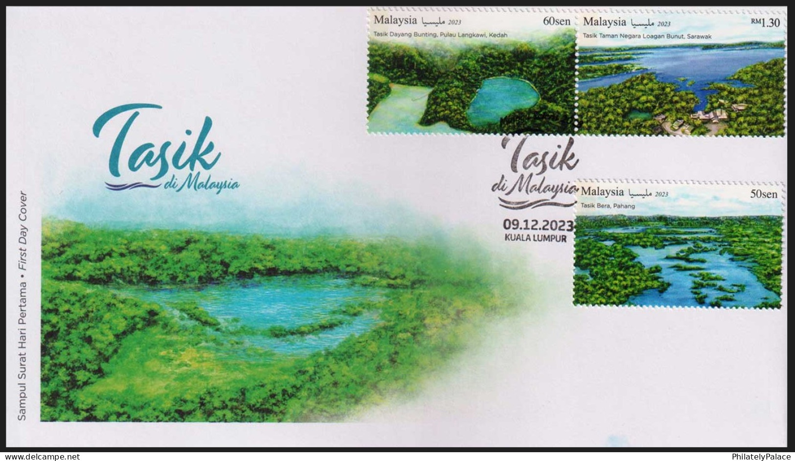 Malaysia 2023 Lakes,Tasik Bera,Dayang Bunting,Sarawak,Pahang,Nature,Tree,Plant, 3v FDC(**) - Malasia (1964-...)