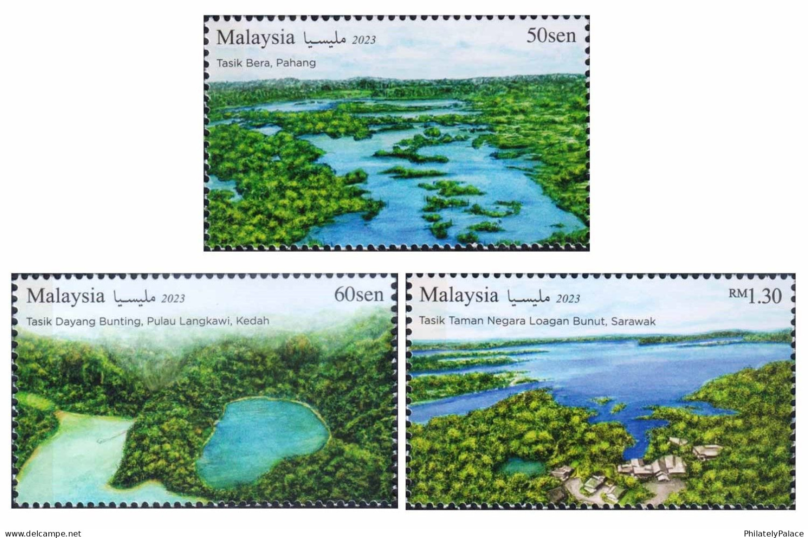 Malaysia 2023 Lakes,Tasik Bera,Dayang Bunting,Sarawak,Pahang,Nature,Tree,Plant, 3v MNH (**) - Malasia (1964-...)