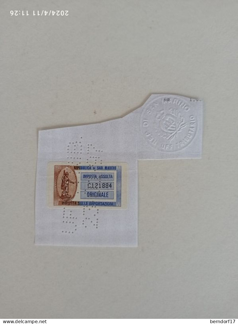 REPUBBLICA DI SAN MARINO MARCA DA BOLLO ADESIVA - ORIGINALE - Used Stamps