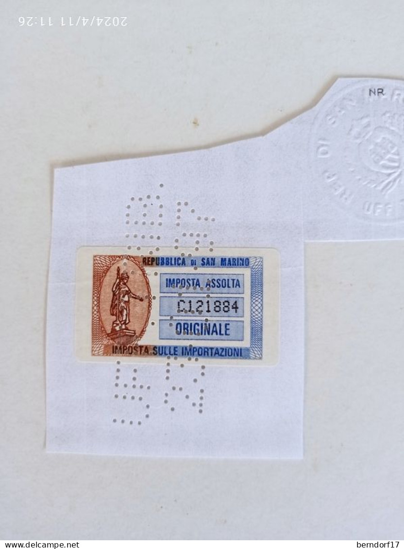 REPUBBLICA DI SAN MARINO MARCA DA BOLLO ADESIVA - ORIGINALE - Used Stamps