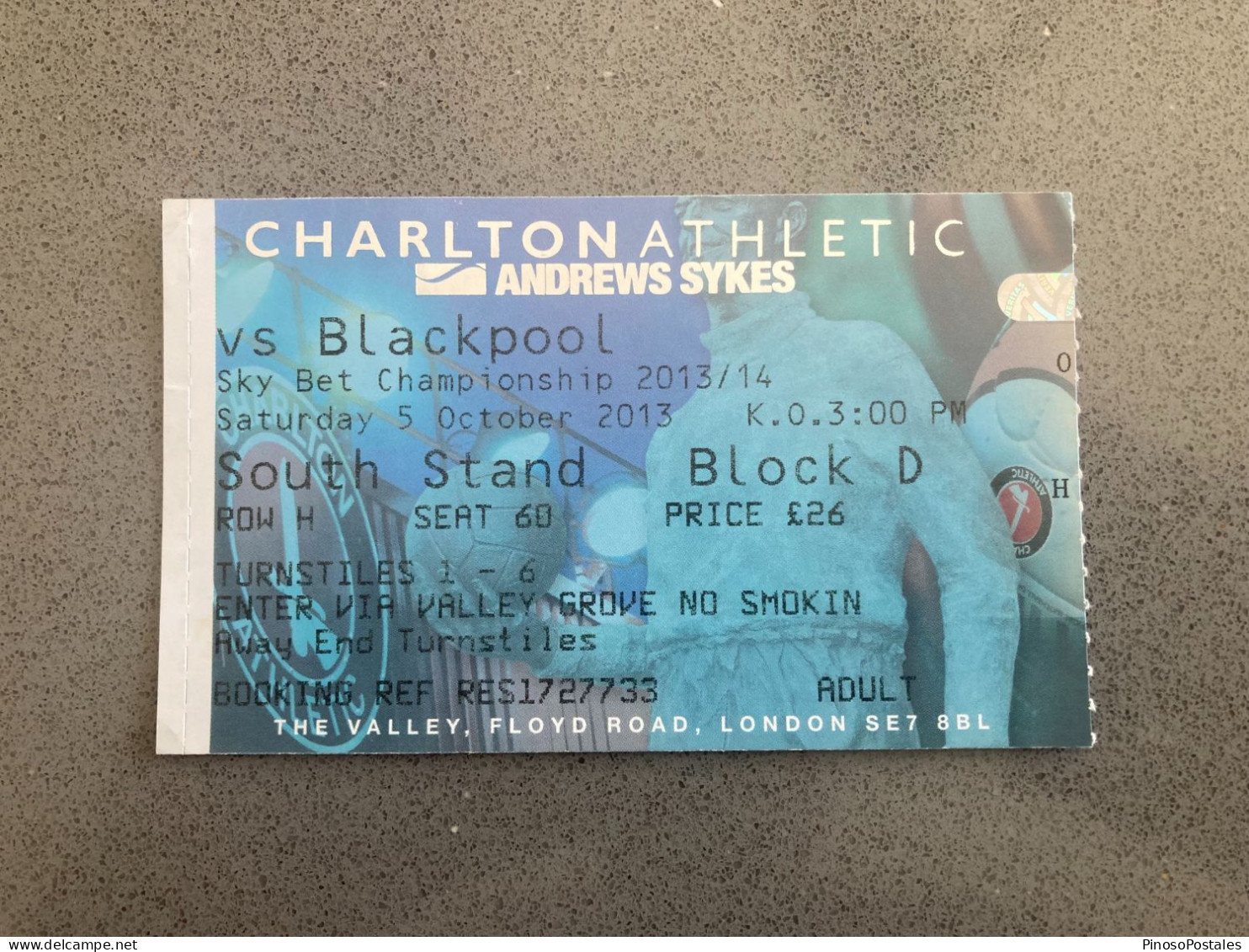 Charlton Athletic V Blackpool 2013-14 Match Ticket - Eintrittskarten