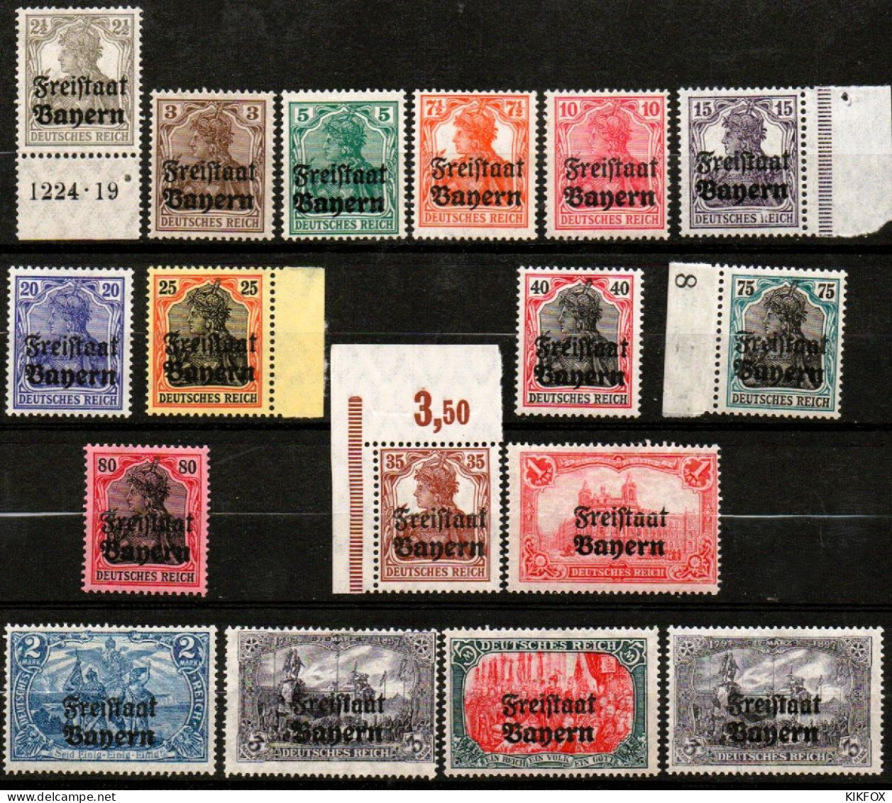 BAYERN, ALTDEUTSCHLAND,1919 , MI 136 - 151, FREIMARKEN TEILAUFLAGEN DT. REICHES,  POSTFRISCH, NEUF, - Nuevos