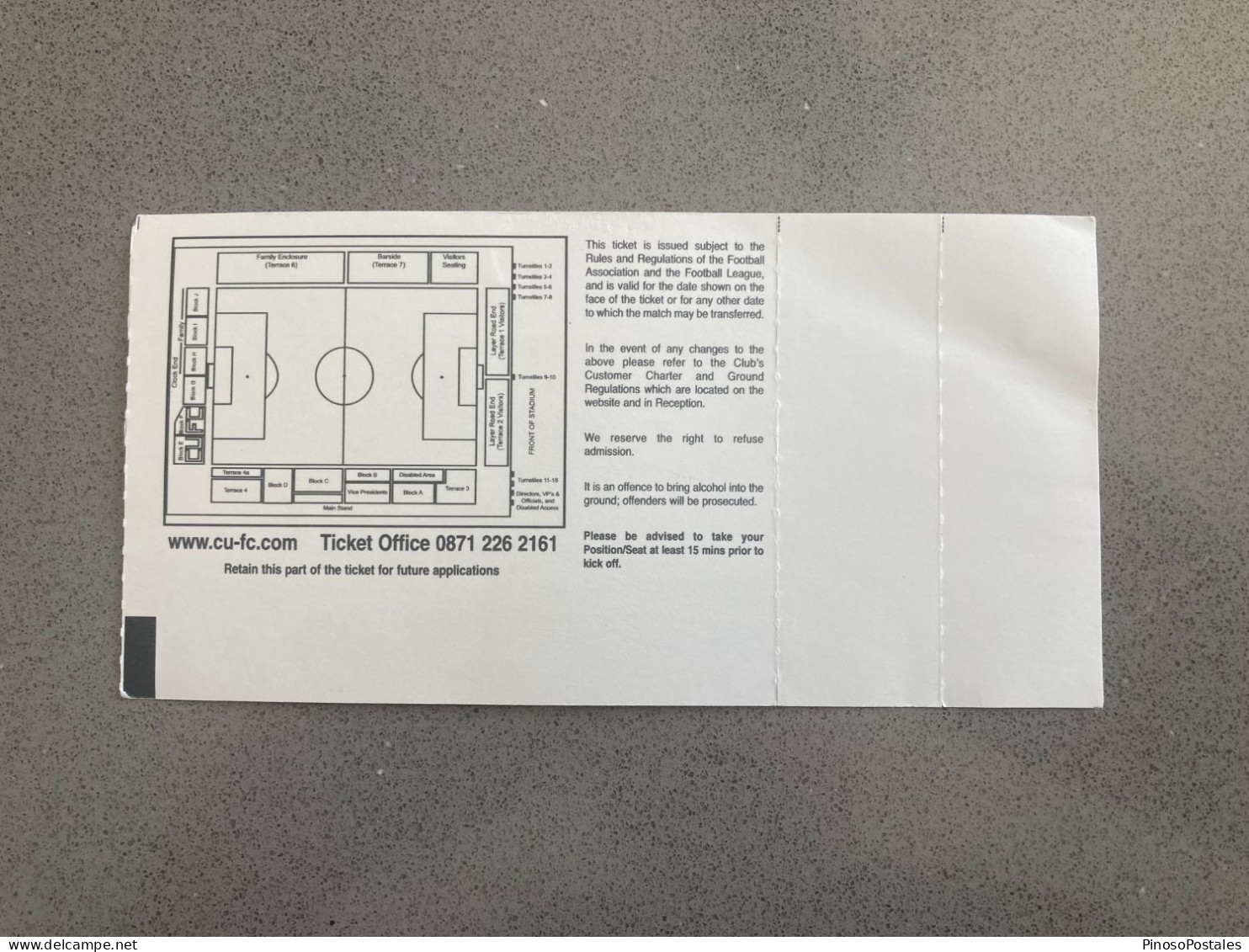 Colchester United V Bristol City 2007-08 Match Ticket - Eintrittskarten