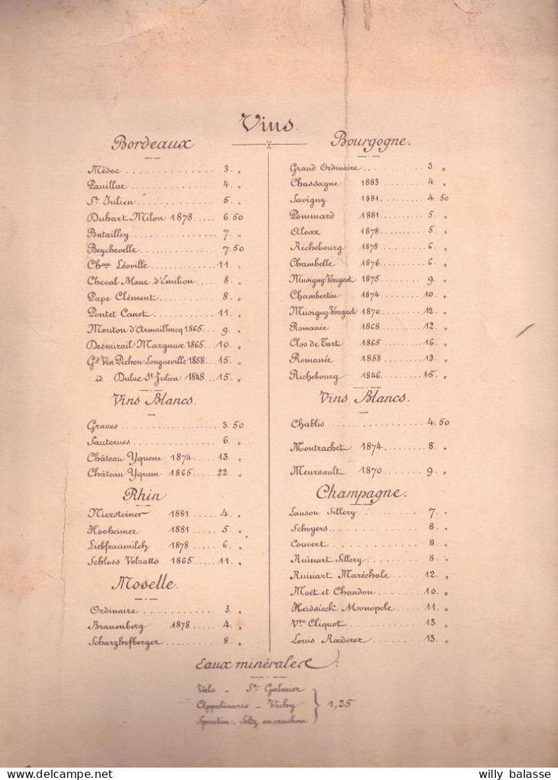 +++ Grand MENU - Banquet Des Brasseurs De Belgique - NAMUR 1893   // - Menu