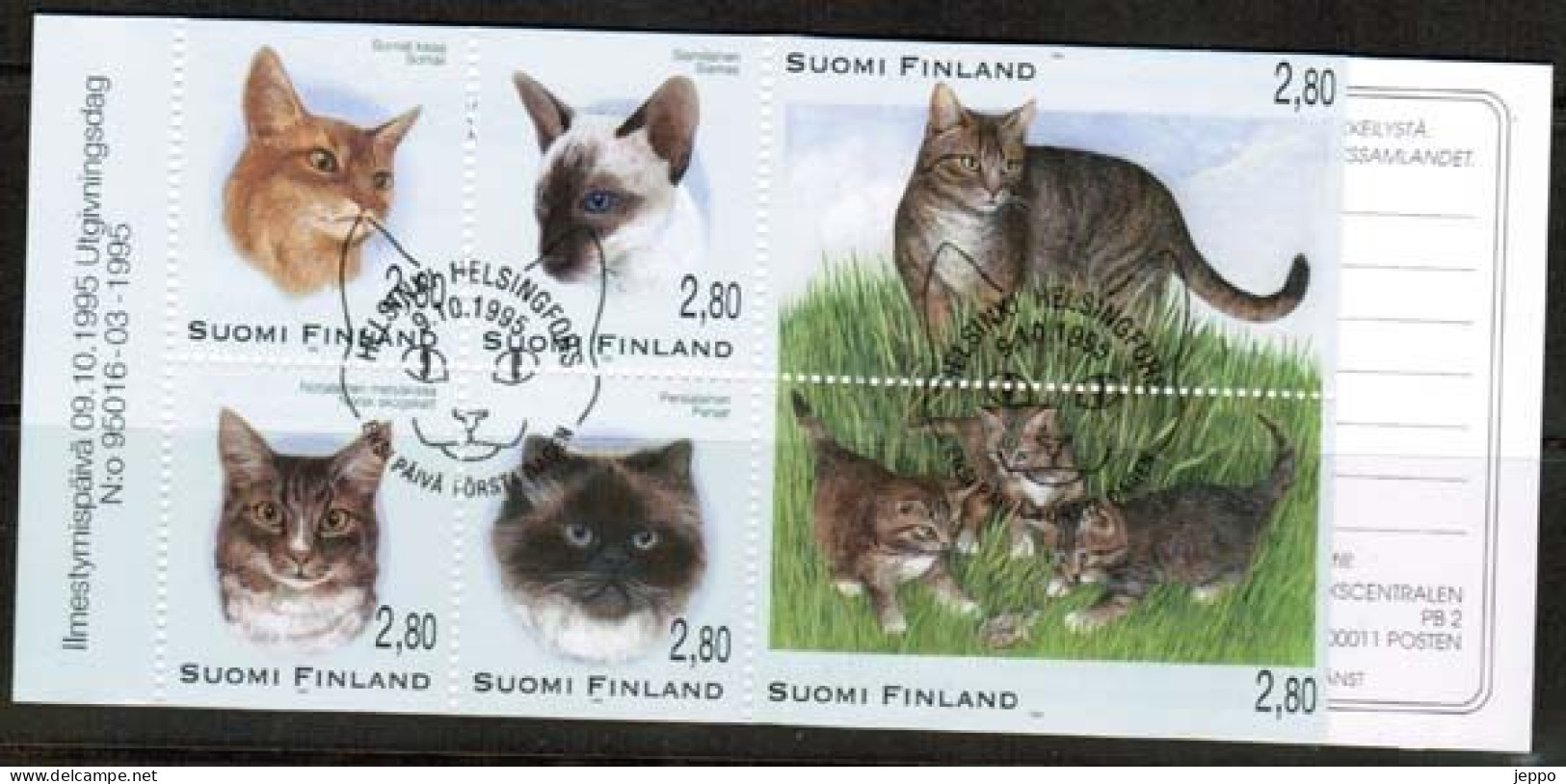 1995 Finland, Cats Booklet FD Stamped. - Carnets