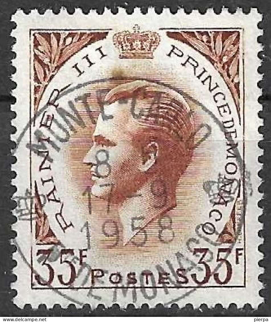MONACO - 1955 - PRINCIPE RANIERI - FR. 35 - USATO (YVERT 426A - MICHEL 584) - Used Stamps