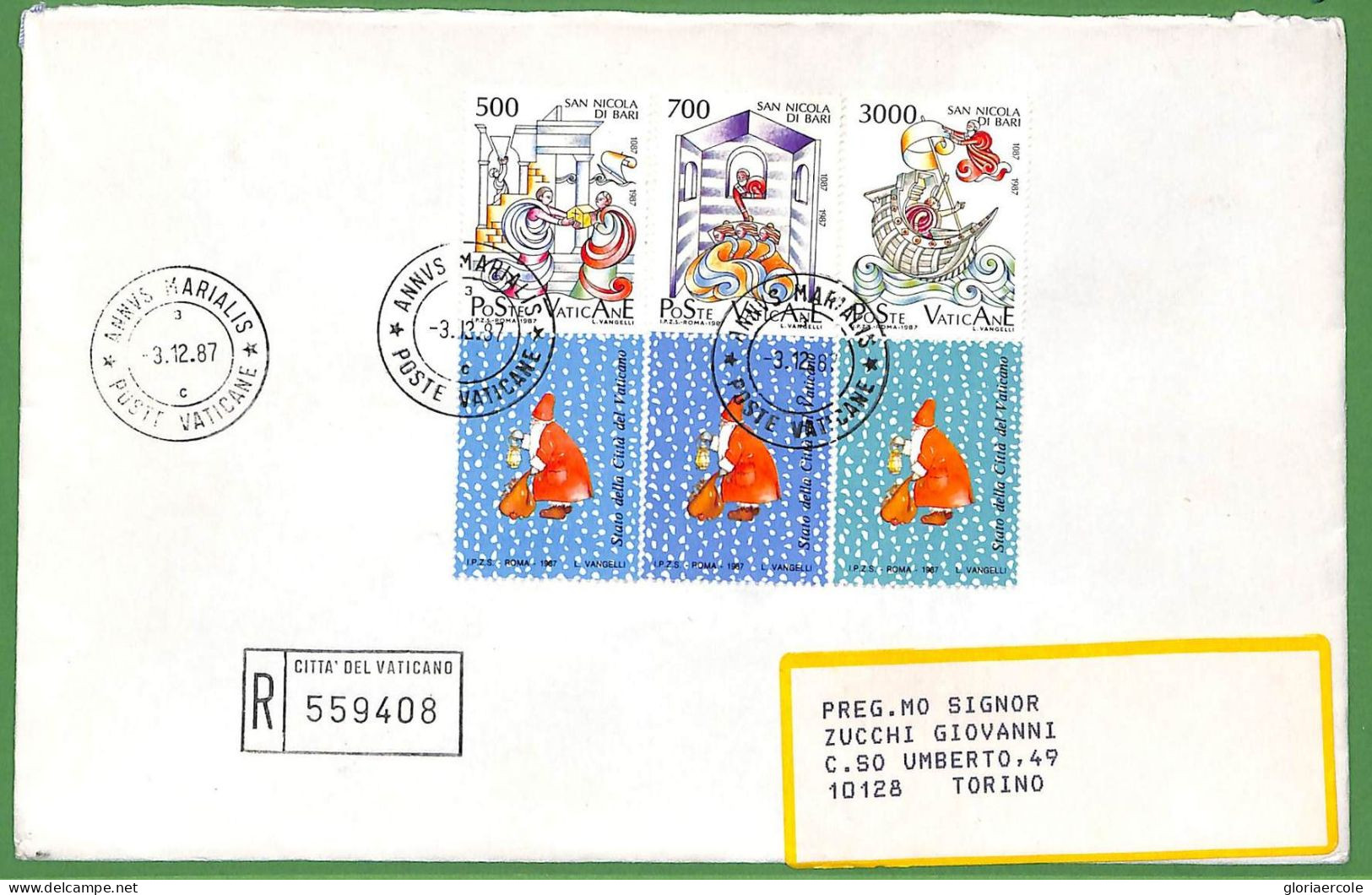 ZA1632 - VATICANO - Storia Postale - Busta   FDC SAN NICOLA Con TAB! 1987 - FDC