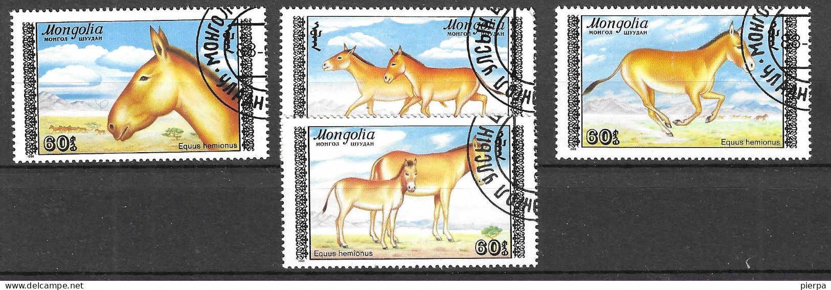 MONGOLIA - 1988 - CAVALLI - SERIE 4 VALORI - USATA (YVERT 1609\12 - MICHEL 1995\8) - Mongolia