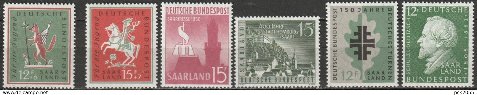 Saarland 1958 Mi-Nr. 433-434, 435, 436, 437, 438 ** Postfrisch ( 1142 ) - Nuevos