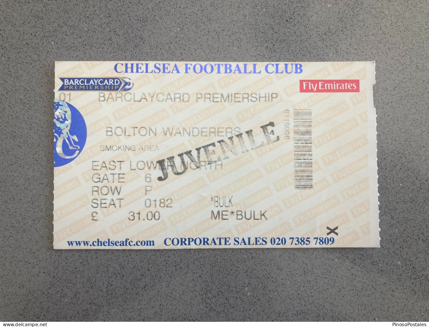 Chelsea V Bolton Wanderers 2003-04 Match Ticket - Eintrittskarten