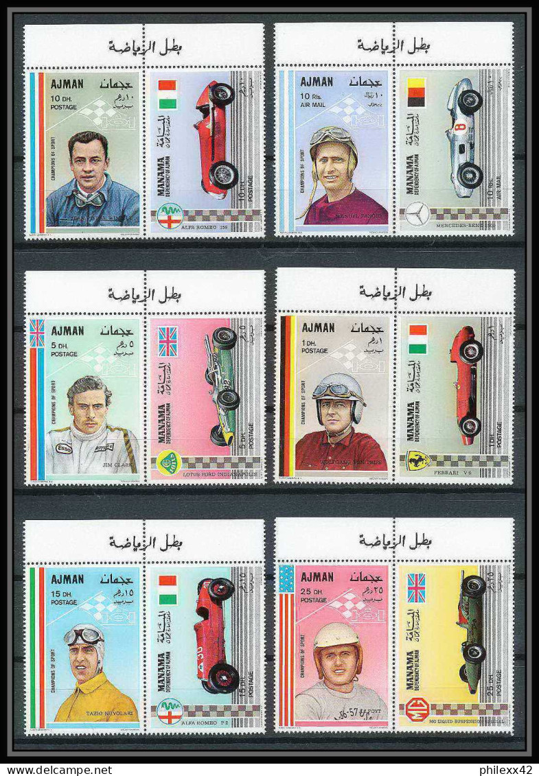 087e - Ajman + Manama - MNH ** Mi N° 369 / 373 A + 152 A/f A Voiture ( Cars ) Motor Racing - Auto's