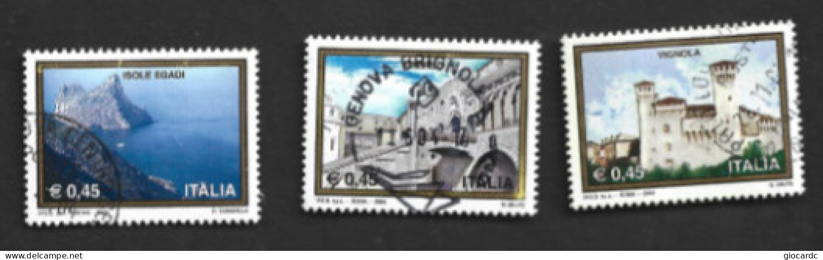 ITALIA REPUBBLICA  - UN 2791.2793  - 2004 TURISTICA: VITERBO, VIGNOLA, IS. EGADI (COMPLET SET OF 3)- USED° - RIF. 30490 - 2001-10: Used