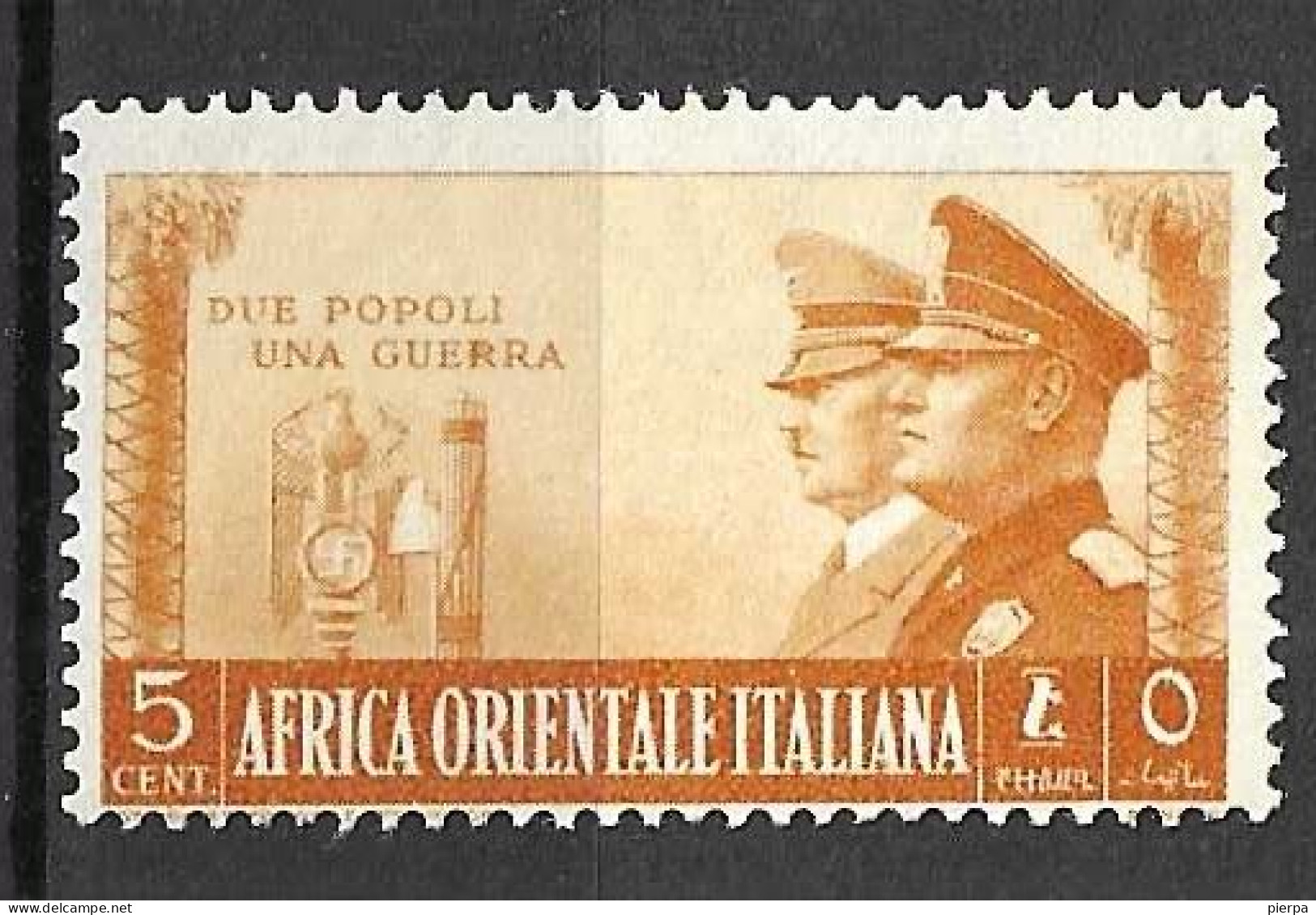 A.O.I. - 1941 - HITLER MUSSOLINI - CENT. 5 - NUOVO SENZA GOMMA (YVERT 36 - MICHEL 55 - SS 34) - Africa Orientale Italiana