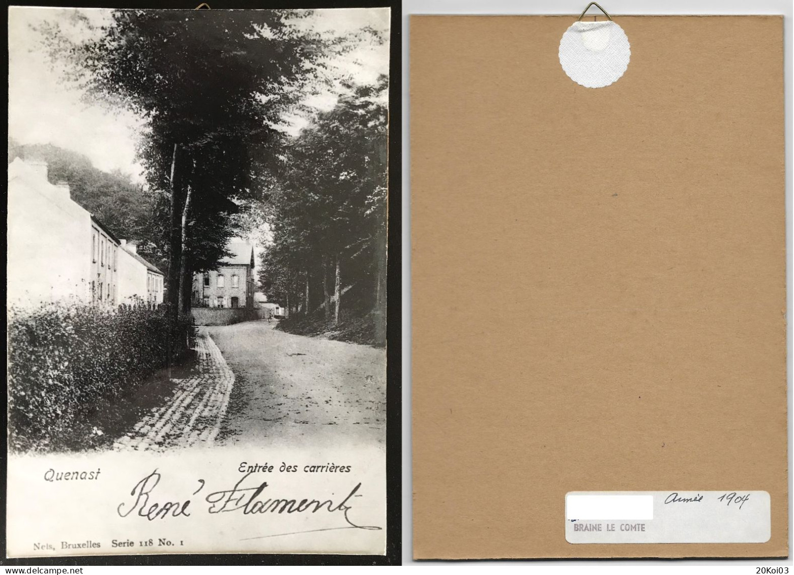 Rebecq Quenast COPIE Carte Postale +/-1904 (PHOTO L' Horizontal 16,5 Cm Et Vertical 23,4 Cm) Entrée Des Carrières - Rebecq