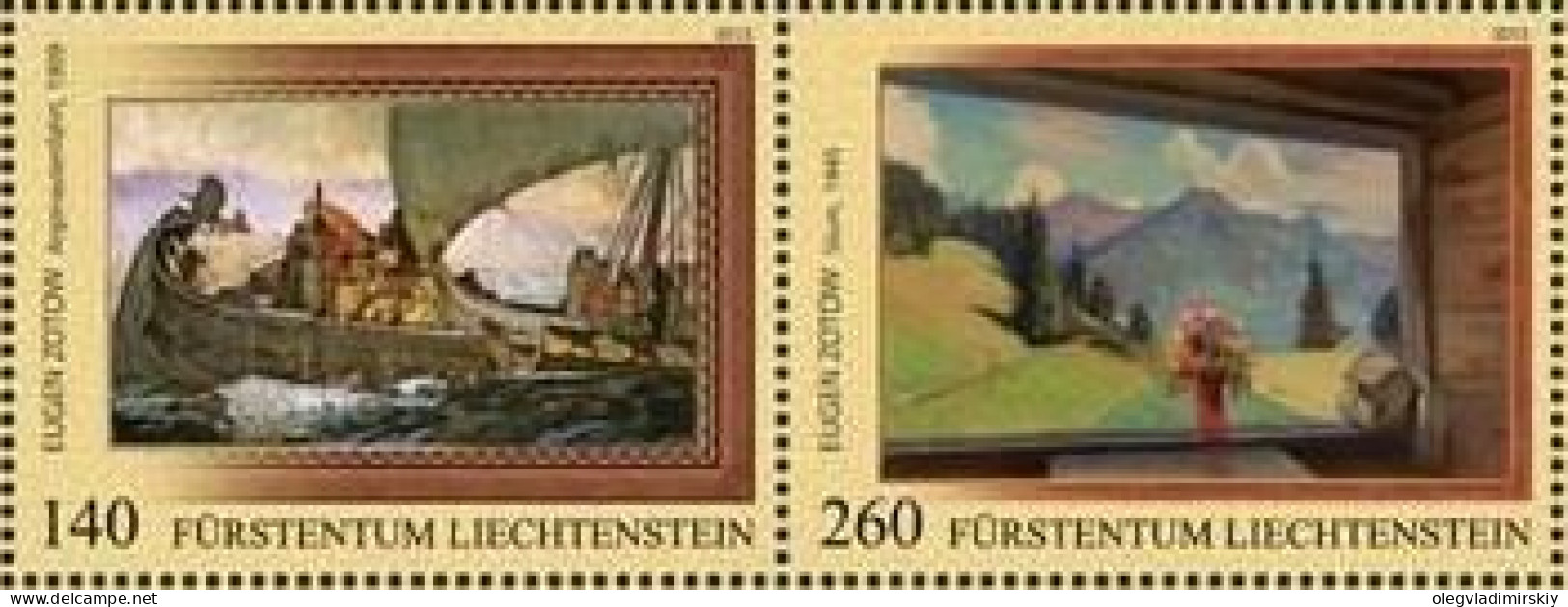 Liechtenstein 2013 Paintings Of Ivan Mjasoedov Joint Issue With Russia Strip Of 2 Stamps MNH - Emissions Communes