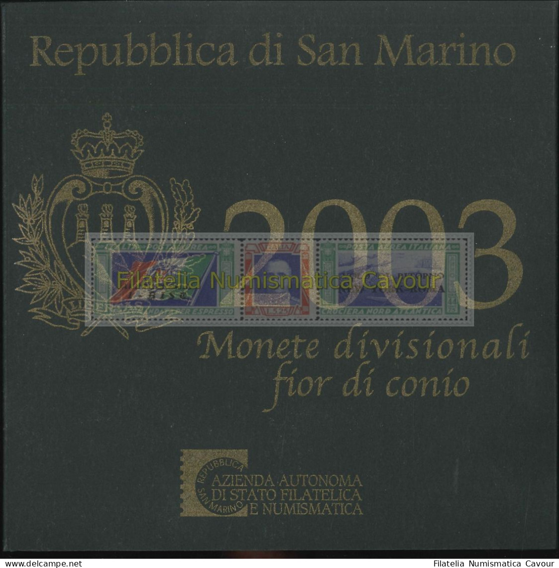 2003 - FDC DIVISIONALE + 5 EURO - 9 VALORi - Saint-Marin