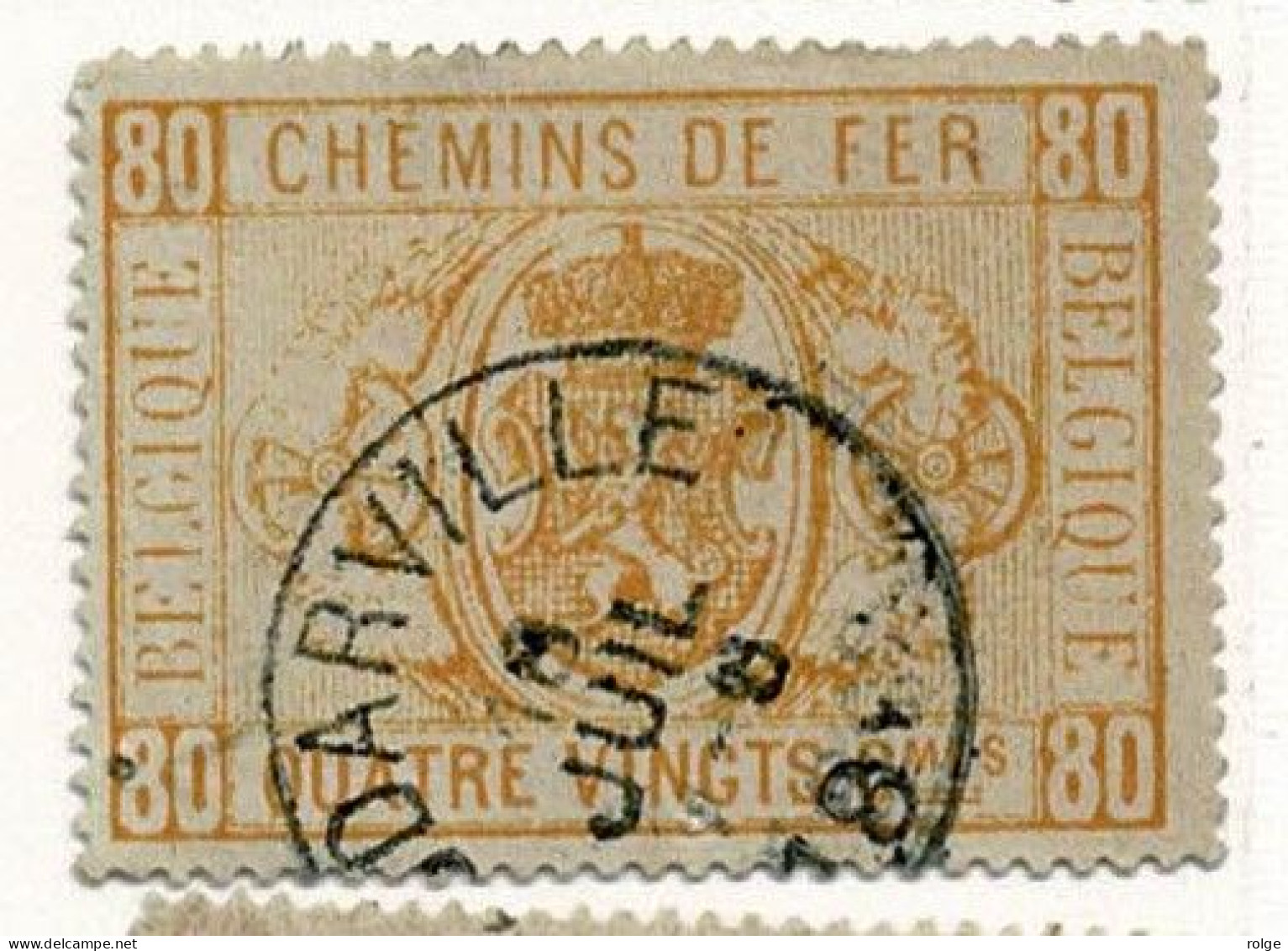 D060   GODARVILLE       POSTSTEMPEL  OP SPOORWEGZEGEL N° 5  Met Speldegaatje - Used