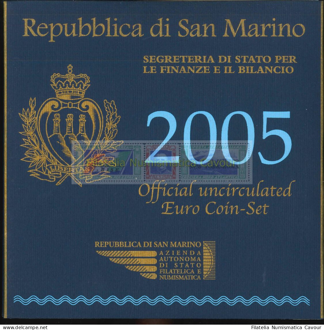 2005 - FDC DIVISIONALE + 5 EURO - 9 VALORi - San Marino