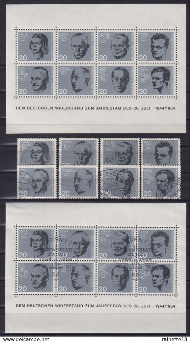 Allemagne Fédérale   297/304 Oblitérés Avec Blocs N° 2  Un Oblitéré Et Un ** - Used Stamps