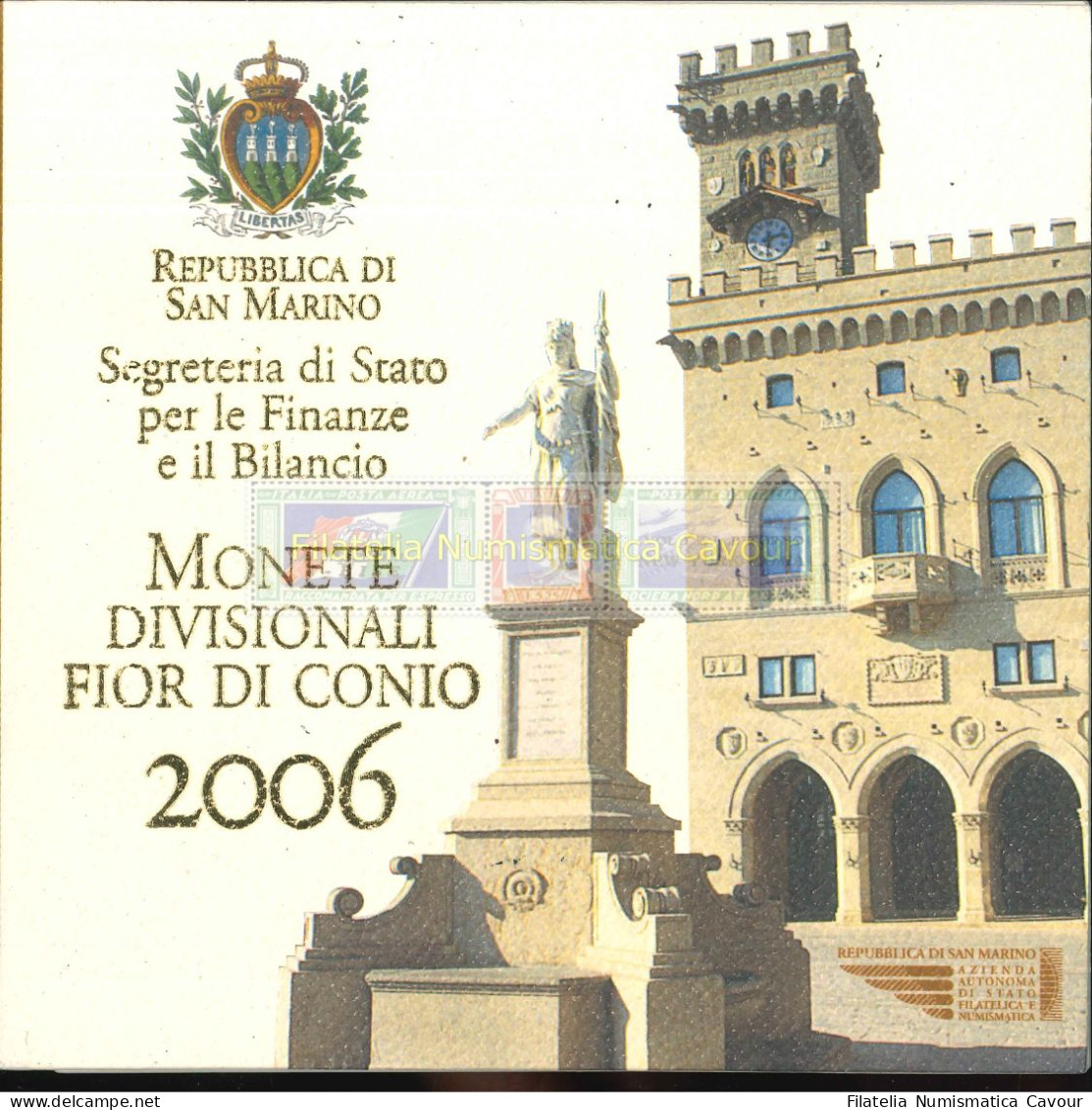 2006 - FDC DIVISIONALE + 5 EURO - 9 VALORI - San Marino